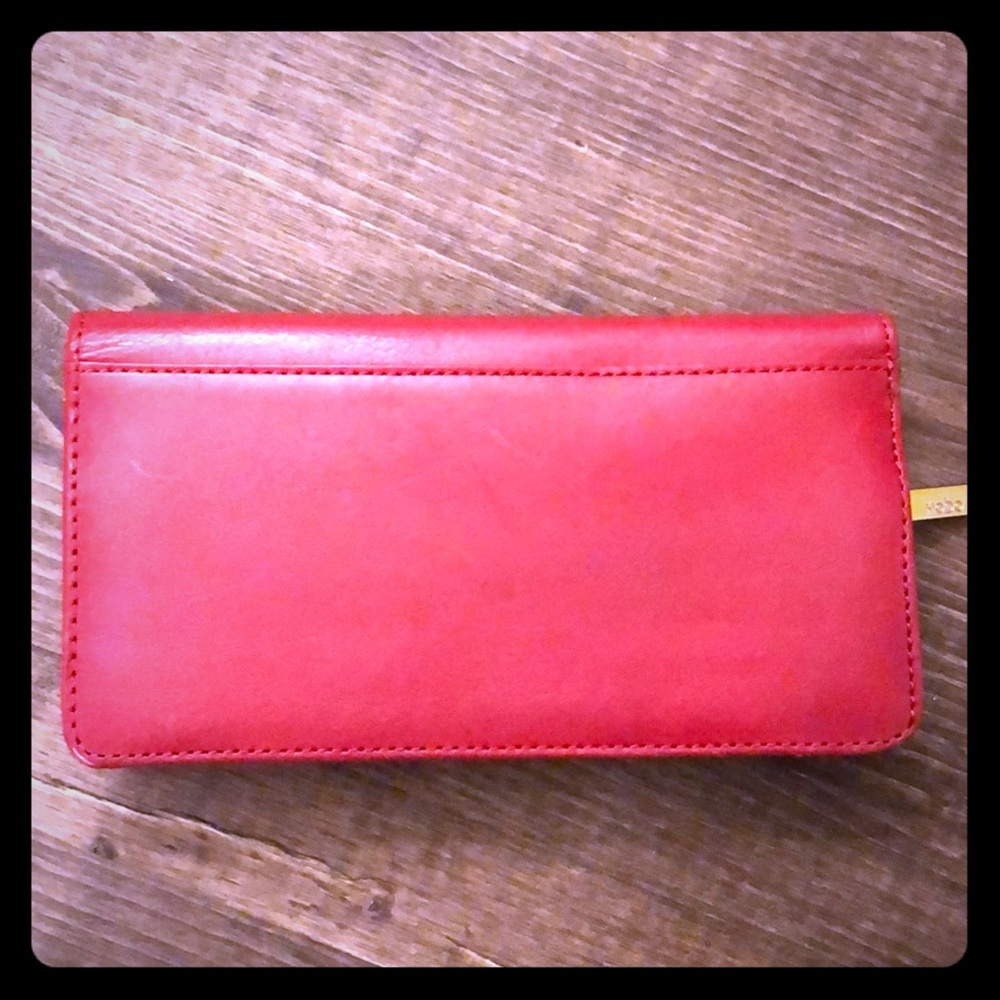 Red leather Hobo International wallet clutch